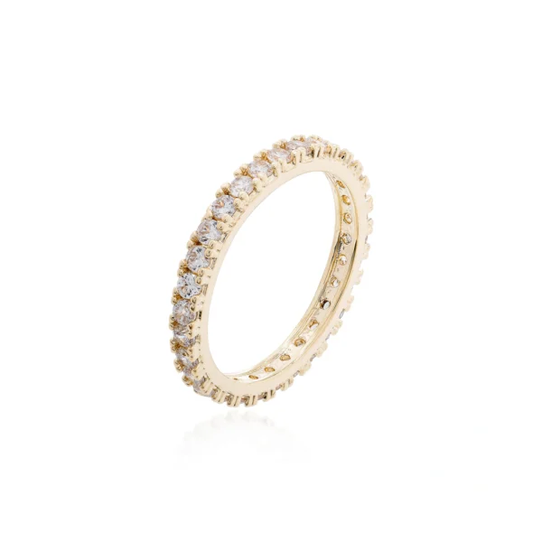 Anel Banhado a Ouro  TAM 17 Cravejado