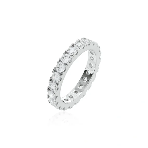 Anel  Banhado a Ródio Tam 17 com Zircónia