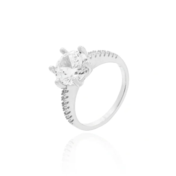 Anel Banhado a Ródio  Tam 15 Pedra Zircônia Inspiração