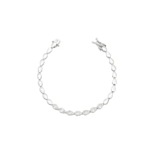 Pulseira Banhada a Ródio  18 Cm Cristal Fecho Joia