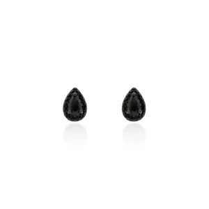 Brinco Zirconia Negra de Gota