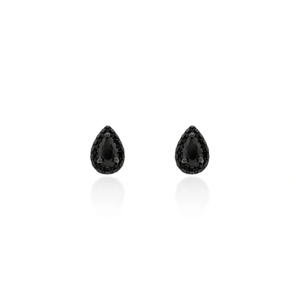 Brinco Zirconia Negra de Gota
