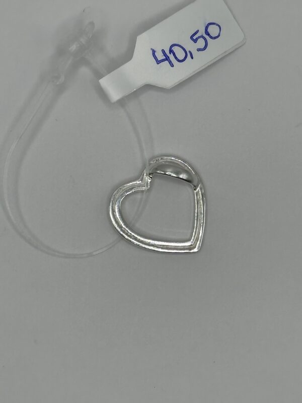 Pingente  em Prata 925  Coração Vazado de Lado