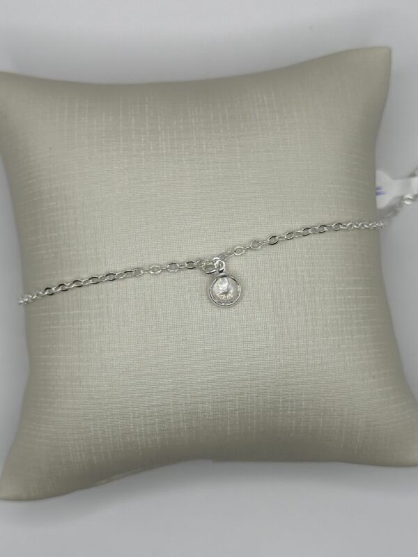 Pulseira  em Prata 925 com Pingente de Zircônia