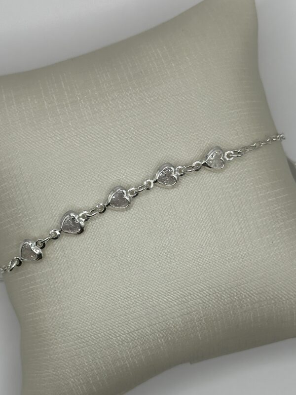 Pulseira em Prata 925  De Coração Cravejado