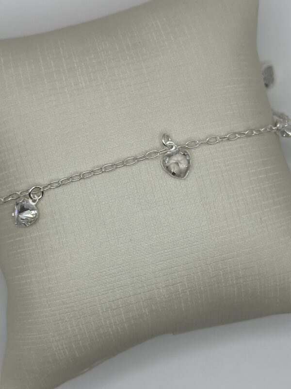 Pulseira em Prata 925 De Coração com Pedras de Zircõnia