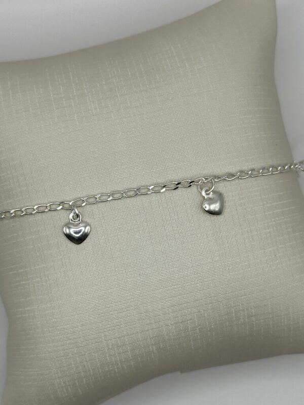 Pulseira em Prata 925  Infantil de Coração de Menina