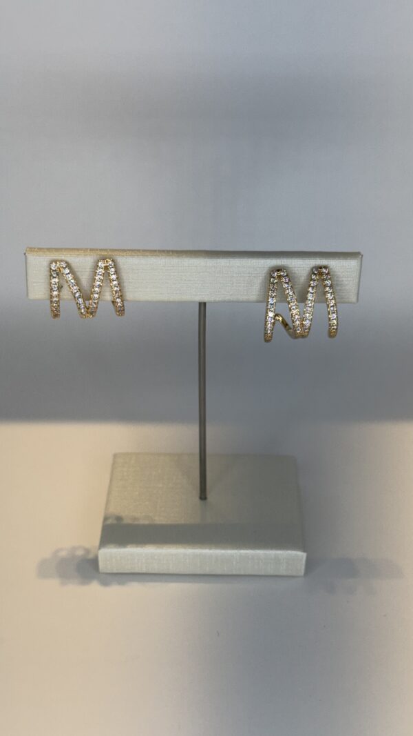 Brinco Banhado a Ouro  M Cravejado