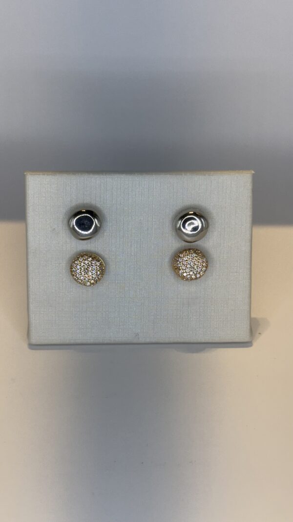 Brinco Duplo  Banhado a Ouro/Ródio Redondo