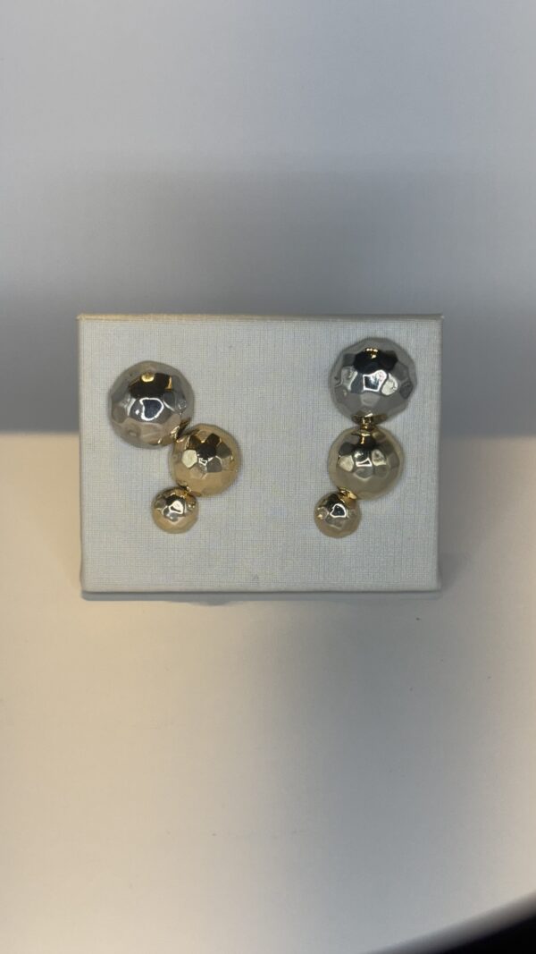 Brinco Trio  Banhado Ródio/Ouro Esfera Chapado