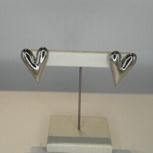 Brinco Banhado a Ródio Coração Chapado