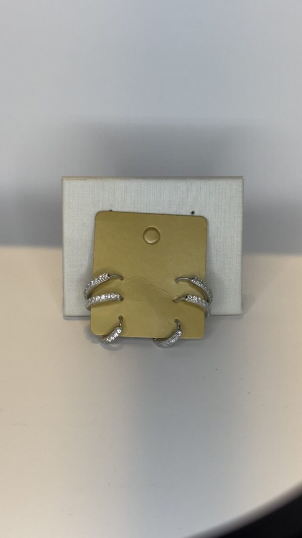 Brinco Trio Banhado a Ródio Cravejado