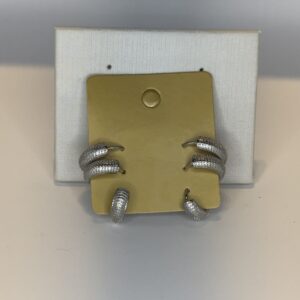 Brinco Trio Banhado a Ródio  Texturizado