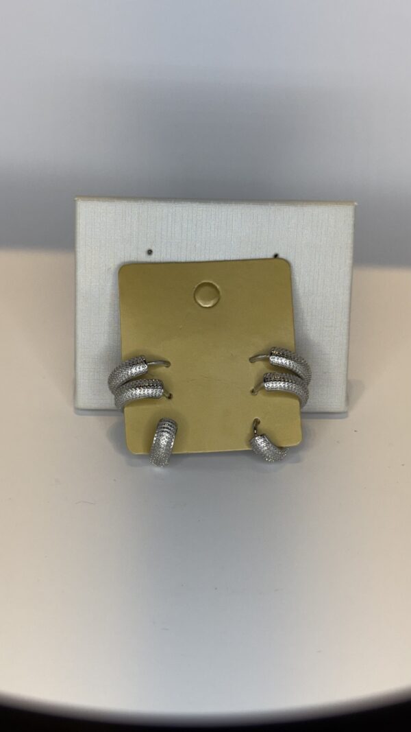 Brinco Trio Banhado a Ródio  Texturizado