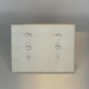 Brinco Trio em Prata 925 Coração Zircônia