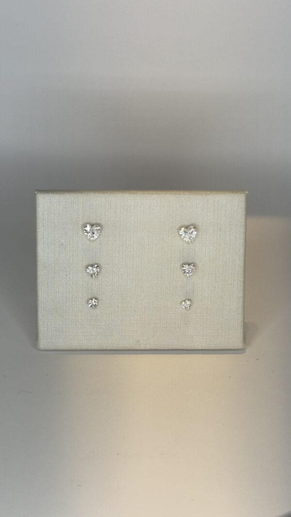 Brinco Trio em Prata 925 Coração Zircônia