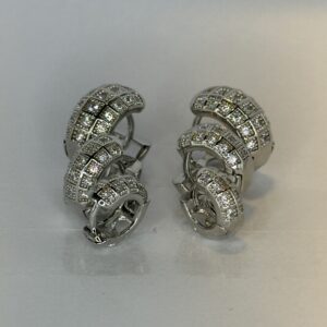 Brinco Trio Banhado a Ródio  Cravejado Grosso