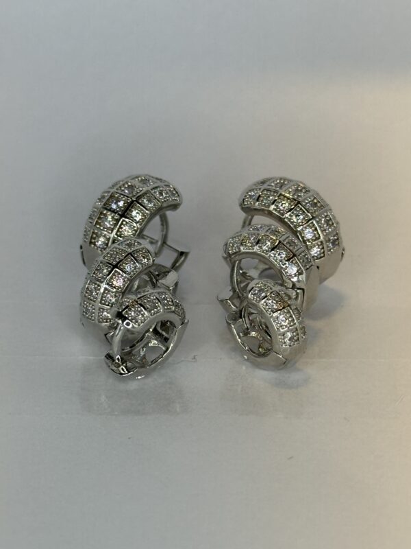 Brinco Trio Banhado a Ródio  Cravejado Grosso