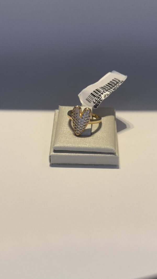 Anel Banhado a Ouro  Coração Cravejado