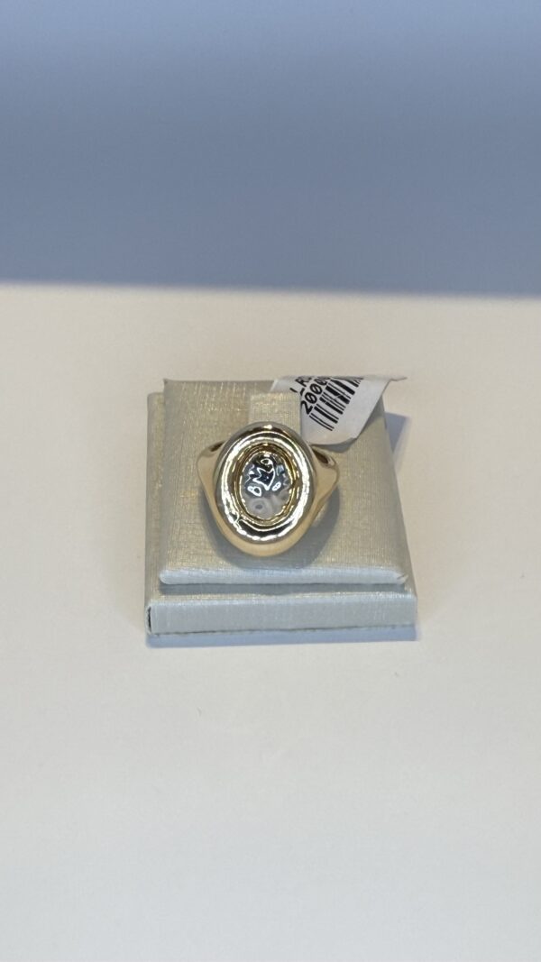 Anel Banhado a Ródio/Ouro  Oval