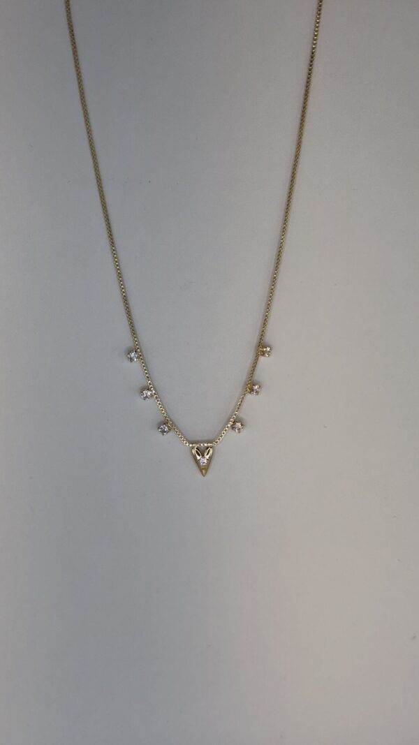 Colar Banhado a Ouro Coração com Zircônias