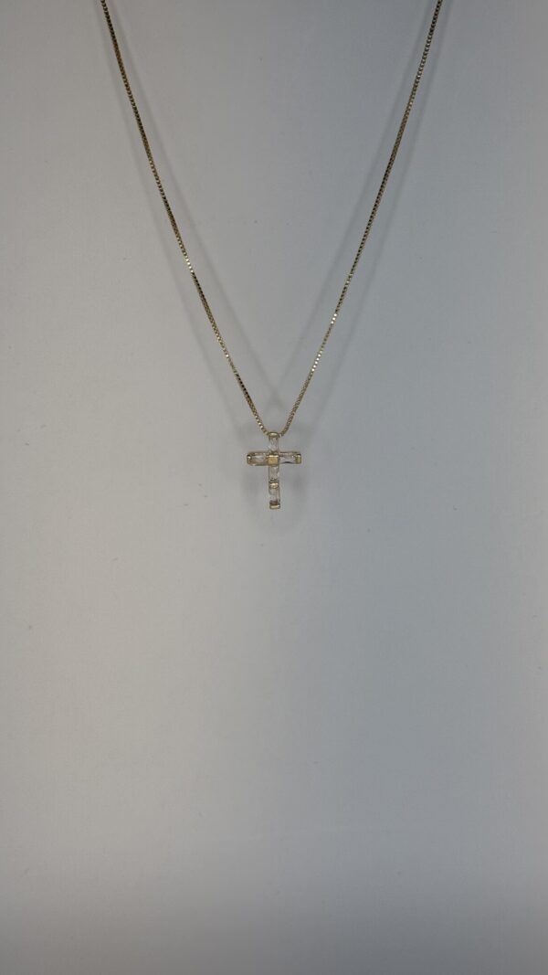 Colar Banhado a Ouro  Cruz com Zircônia