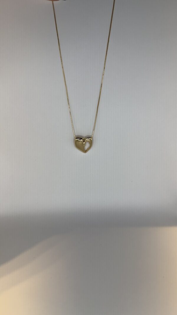 Colar  Banhado a Ouro Coração Vazado Orgânico