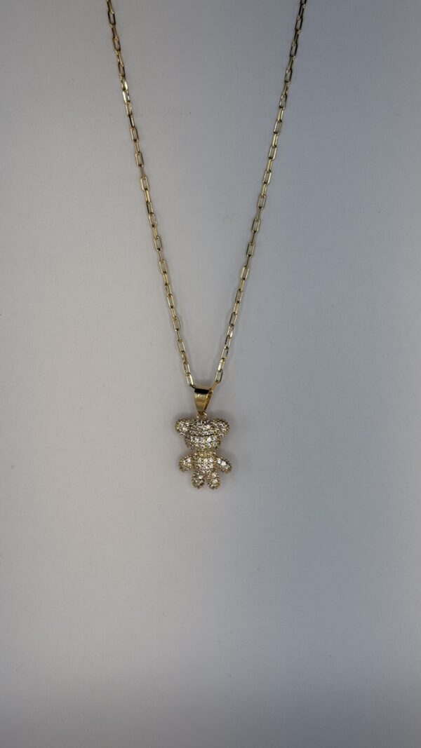 Colar  Banhado a Ouro Ursinho Cravejado com Zircônia