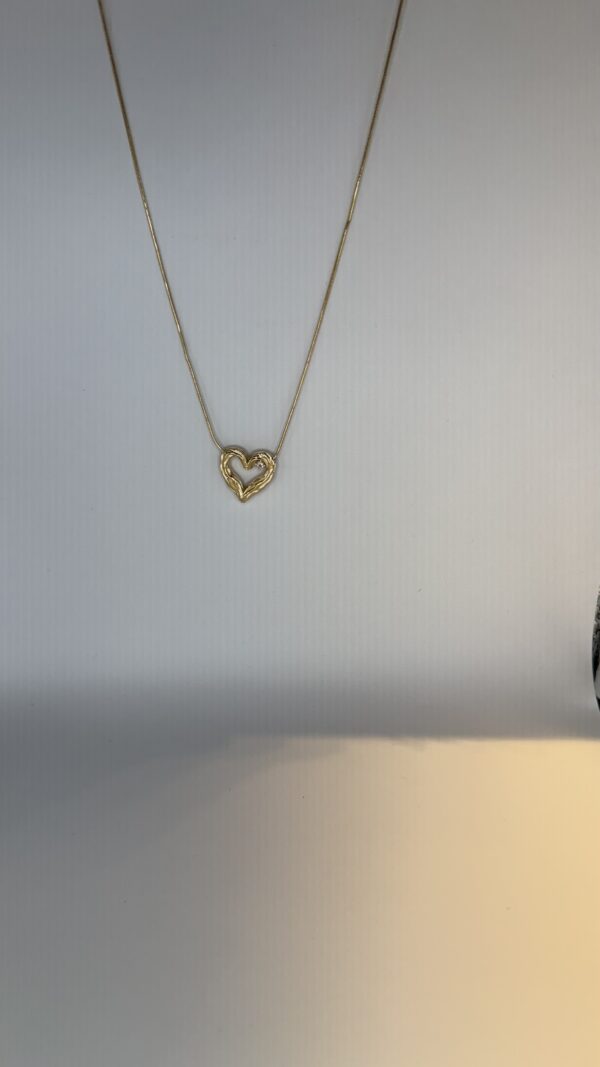 Colar Banhado a Ouro  Coração Texturizado