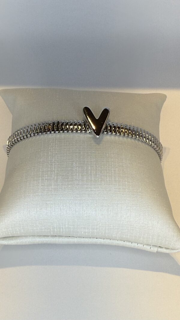 Pulseira  Banhada a Ródio Coração