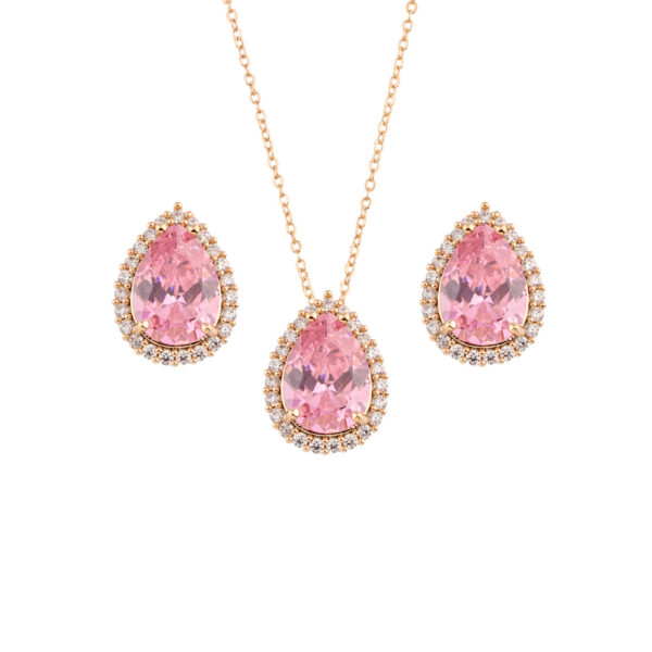 Conjunto Gota de Rosa Banhado a Ouro 18k