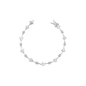 15349691084-411262001.jpg Pulseira Fio Faca Triângulo Arredondado Intercalando Gota Cravejada Ródio Branco Zircônia Branca