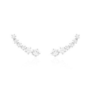 Earcuff Seis Pontos De Luz Decrescentes Ródio Branco Zircônia Branca