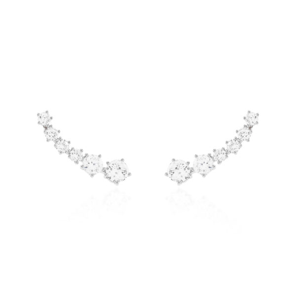 Earcuff Seis Pontos De Luz Decrescentes Ródio Branco Zircônia Branca