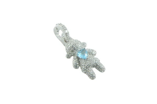 Pingente de Menina Cravejado com Zircônia Azul em Prata 925